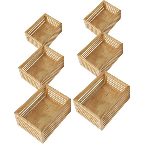 6 Stück Aufbewahrungsboxen Bambus Holz Umweltfreundliche Küchen Organizer Für Die Organisation Schrank Küche Regal
