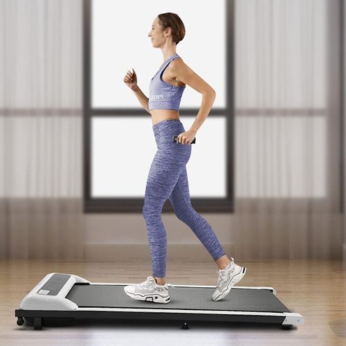 Laufband Elektrisch für Zuhause, 2 In 1 Faltbares Laufband für Lauftraining mit LED Bildschirm (Weiß)
