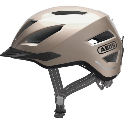 ABUS Stadthelm Pedelec 2.0 - Fahrradhelm mit Rücklicht und Regenhaube - für den Stadtverkehr - für Damen und Herren - Gold, Größe S (51-55 cm)