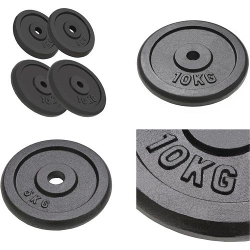 vidaXL Hantelscheiben 4 Stk. 2x10 kg+2x5 kg Gusseisen - Hantelscheibe - Hantelscheiben - Gewichtsscheibe - Gewichtsscheiben