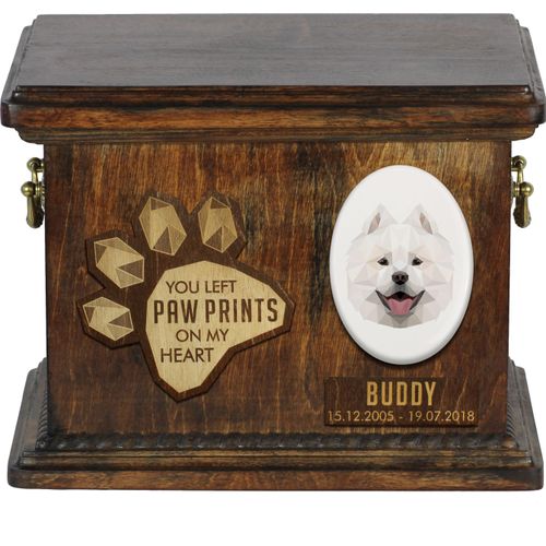 Samojede, Samoyed, Samojedenhund, Samojedenspitz Personalisierte Hundeurne mit Gravur, Erinnerungsbox für Hundeknochen von der Marke Art-Dog