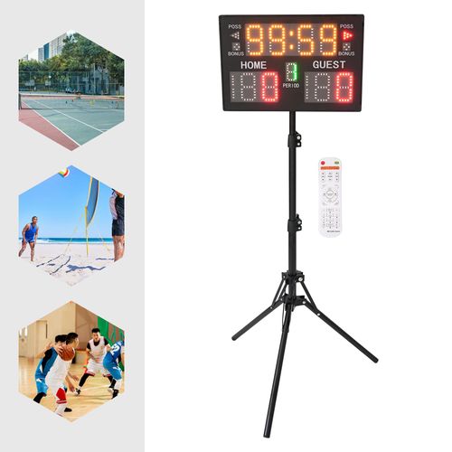 Anzeigetafel für Spiele im Innen- und Außenbereich, tragbare elektronische digitale Tischanzeigetafel mit Timer-Uhr, Led-Anzeigetafel