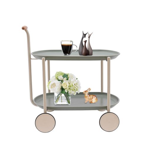 2-stufiger Rollwagen, Aufbewahrungswagen mit Griff, Aufbewahrungs-Organisationswagen, Grün