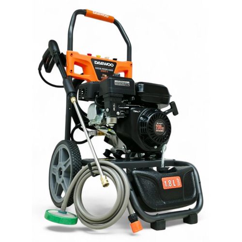 Benzin Hochdruckreiniger 207 bar | 12 m Hochdruckschlauch | 7PS Flächenreiniger mit Messing Pumpenkopf | Steinreiniger Profi Hochdruckreiniger |