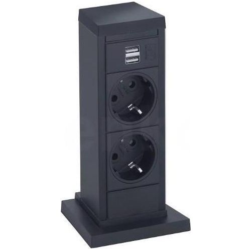 EVOline UP Steckdosenturm 00.020 UP20 schwarz 2x VDE + 2x USB