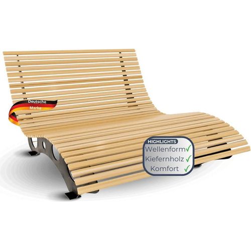 Wellenliege Doppelliege MARTEN - Massives Kiefernholz | Waldliege Waldsofa Himmelsliege Relaxliege für Garten oder Terrasse