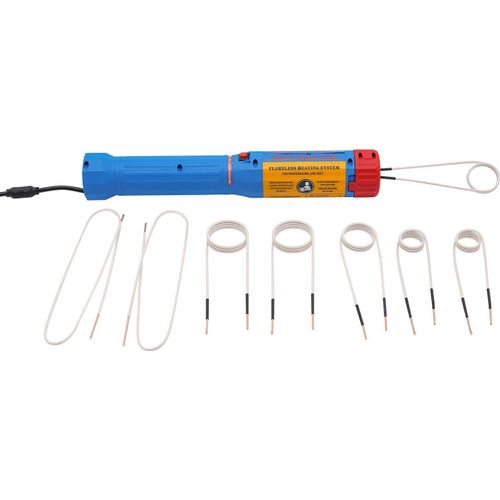 Induktionsheizgerät für Bolzen - Handgerät Set - 100 W - 220 V - Max. 800 °C - 8 Spulen - Zum Lösen von Auto-Bolzen und Muttern - Blau