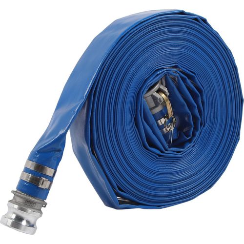 Flachschlauch aus PVC, 51 mm x 1,35 mm x 30 m, 6 bar Hochdruck, Pumpenauslassschlauch mit Anschluss für Pools