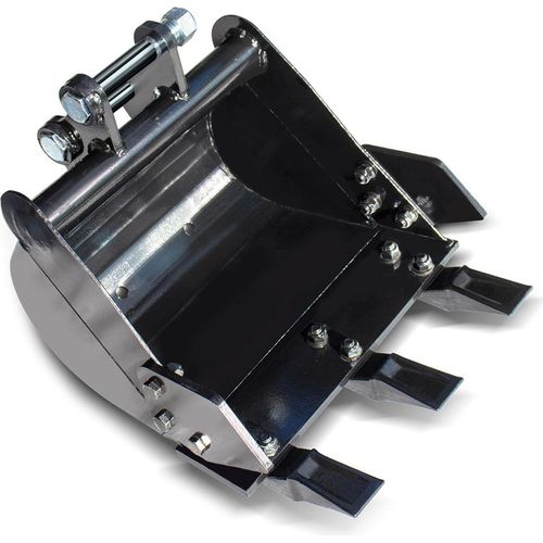 Minibaggerlöffel 380 mm, schmale Aushubschaufel mit Hartmetallzähnen für 0,8-1,8 Tonnen Minibagger