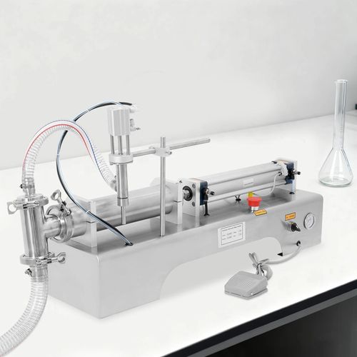 Flüssigkeitsabfüllmaschine - Pneumatisch - Automatisch - Genauigkeit ±1 % - Für Wasser und Flüssigkeiten - Industrieeinsatz - Silber