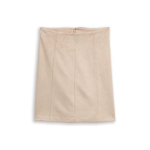 TOM TAILOR Damen Rock in Wildleder-Optik, grau, Uni, Gr. 42