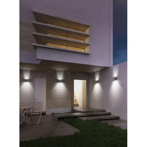 LCD Up & Down Wandleuchte LED 2fach mit Reflektor Graphit 2x7W Warmweiss IP54 11x11x11cm 5025