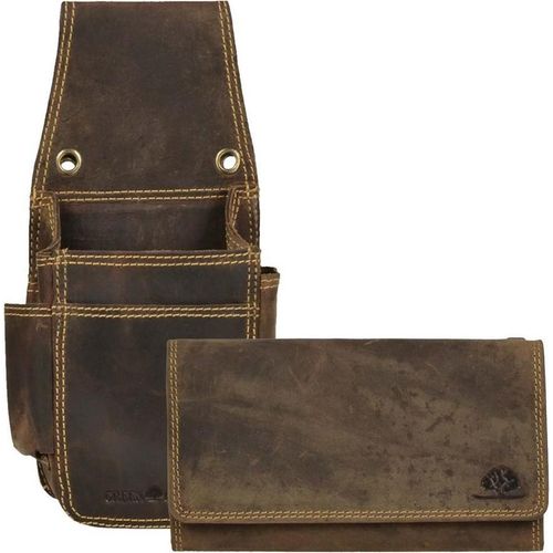 Greenburry Profikellnerset Kellnergeldbörse Kellnerbörse + Holster extra strong Leder doppelt genäht in Vintage antikbraun