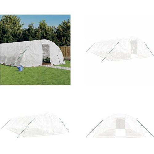 vidaXL Gewächshaus mit Stahlrahmen Weiß 50 m² 10x5x2,3 m - Gewächshaus - Gewächshäuser - Polytunnel - Begehbares Gewächshaus