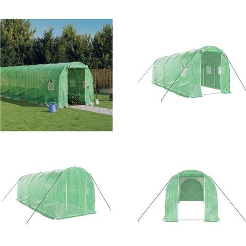vidaXL Gewächshaus mit Stahlrahmen Grün 12 m² 6x2x2 m - Gewächshaus - Gewächshäuser - Polytunnel - Begehbares Gewächshaus