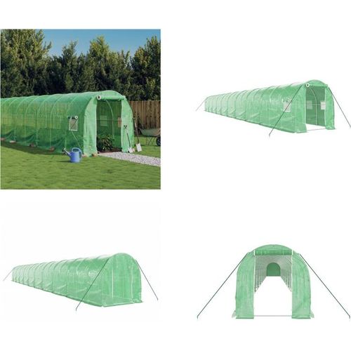 vidaXL Gewächshaus mit Stahlrahmen Grün 40 m² 20x2x2 m - Gewächshaus - Gewächshäuser - Polytunnel - Begehbares Gewächshaus