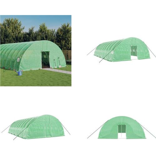 vidaXL Gewächshaus mit Stahlrahmen Grün 60 m² 10x6x2,85 m - Gewächshaus - Gewächshäuser - Polytunnel - Begehbares Gewächshaus