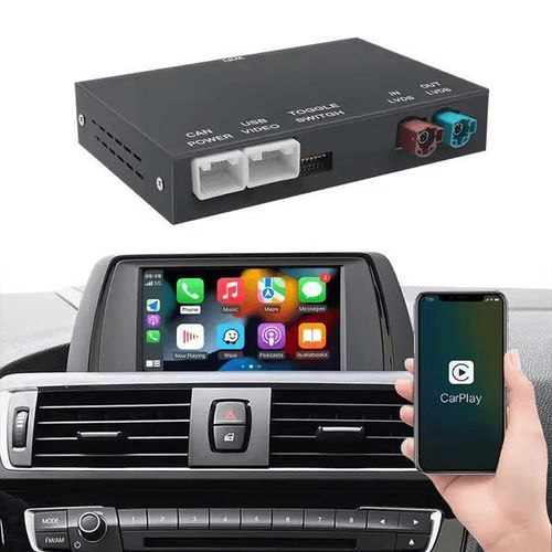AUTOABC Wireless CarPlay & Android Auto Interface für BMW iDrive CIC (4-Pin LVDS) – Plug & Play Decoderbox, AirPlay/Autolink, USB Multimedia