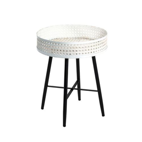 Möbelix , Creme, Schwarz , Metall , rund , 38 cm , Kleinmöbel, Beistelltische