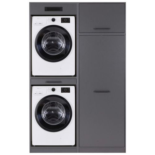 Hauswirtschaftsraum Sorba, Anthrazit, Holzwerkstoff, 134x208x68 cm, Waschküche, Hauswirtschaftsraum