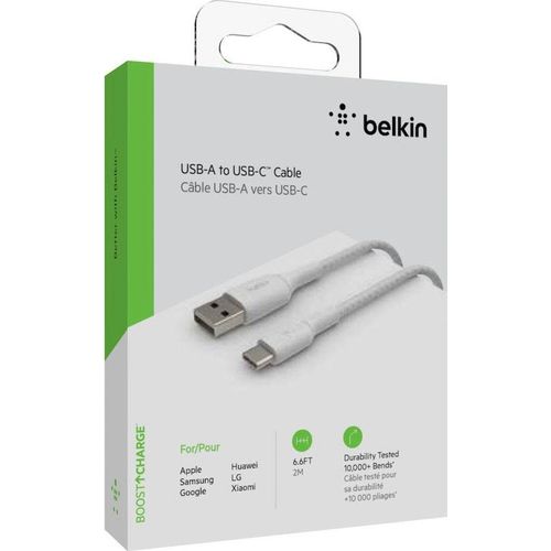 BELKIN USB-Kabel "USB-C/USB-A Kabel ummantelt, 2m", schwarz, 200cmcm, Kabel, USB-Kabel