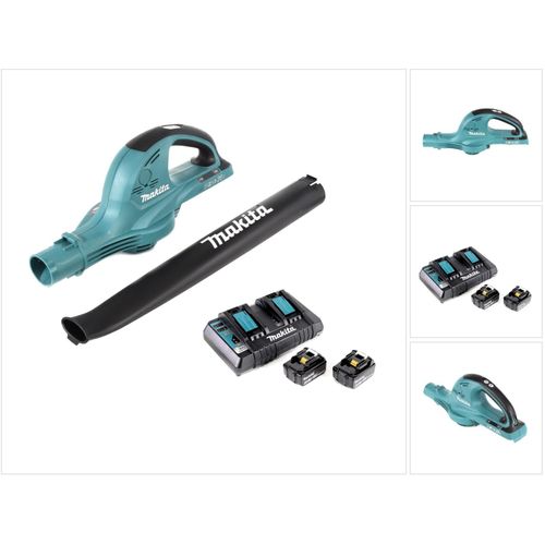 Makita DUB 361 PM 2x 18 V / 36 V Akku Laubbläser Gebläse + 2x Makita BL 1840 B 4 Ah / 4000 mAh Akku + Makita DC 18 RD 2-fach Ladegerät