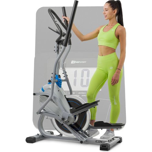 Hop-Sport Cross Stepper für zuhause HS-400B Icon Grau - 2-in-1 Crosstrainer und Stepper mit Trainingscomputer - innovatives Trainingsgerät