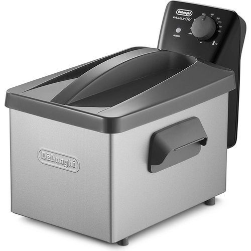 De Longhi F24518CZ Unabhängige elektrische Fritteuse, 2300 W, schwarzer Edelstahl