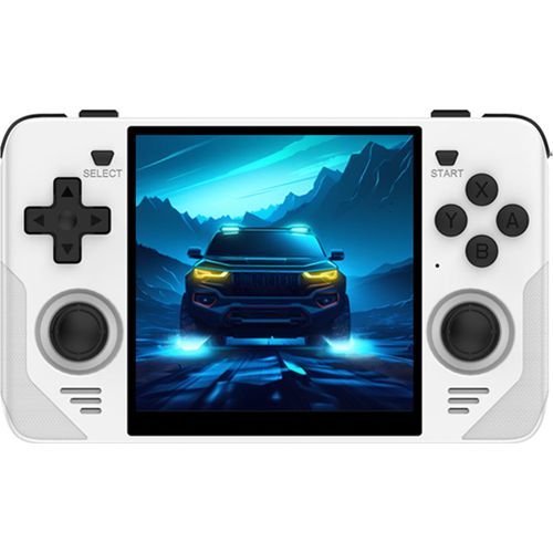 PowKiddy RGB30 Handheld-Spielekonsole, 4,0-Zoll-IPS-HD-Bildschirm | Unterstützt HD-TV-Verbindung | Einzelspieler + Zweispieler online | Mit 16 GB + 128 GB Spielkarte, weiß