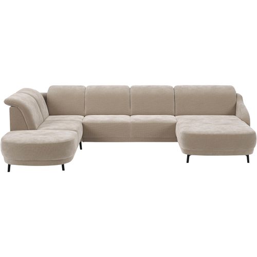 Wohnlandschaft SIT & MORE "Blues U-Form", beige, B:356cm H:93cm T:249cm, 100% Polyester, Sofas, Wohnlandschaft, inkl. Kopfteilverstellung, wahlweise mit Klapptisch und USB