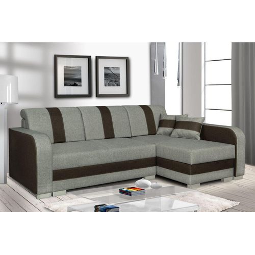 Schlafsofa YENA – grau-schwarz/elfenbeinbraun, rechts