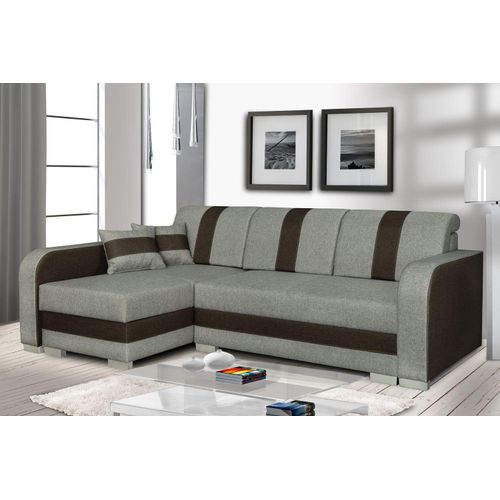 Schlafsofa YENA – grau-schwarz/elfenbeinbraun, links