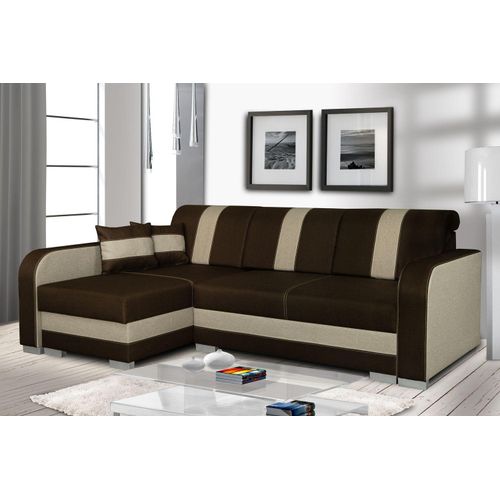 Schlafsofa YENA – kaffeebraun/braungrau, links