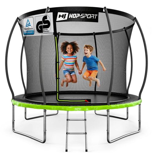 Hop-Sport Trampolin Outdoor - Ø 305 - Trampolin mit innenliegenden Sicherheitsnetz, gebogenen Netzstangen und Sicherheitszertifikaten - Komplettset