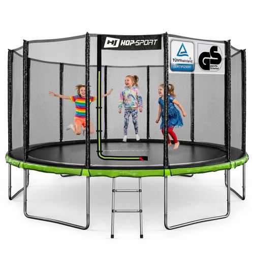Hop-Sport Trampolin Outdoor - Ø 427 - Trampolin mit außenliegenden Sicherheitsnetz, stabiler Rahmenkonstruktion und Sicherheitszertifikaten - Komplettset