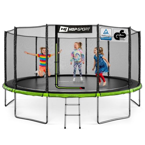 Hop-Sport Trampolin Outdoor - Ø 488 - Trampolin mit außenliegenden Sicherheitsnetz, stabiler Rahmenkonstruktion, Sicherheitszertifikaten - Komplettset