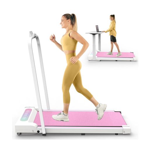 Laufband Faltbares Mini Schreibtisch 2.5 PS Motor Laufbänder bis 8km/h für Zuhause & Office Rosa
