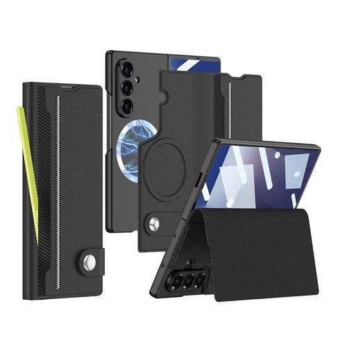 Für Samsung Galaxy Z Fold7 GKK MagSafe Split Flip Leder Hülle Schwarz