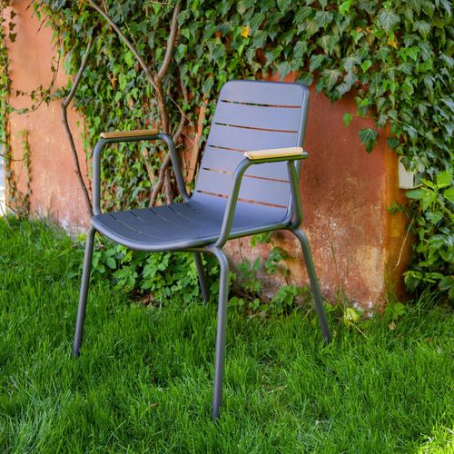 Gartenstuhl Parc Anthrazit/Teak stapelbar