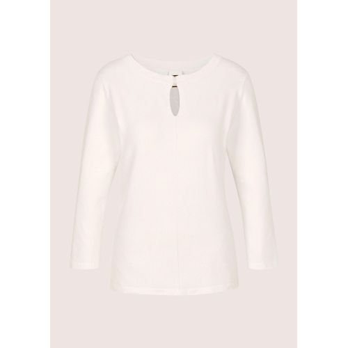Longpullover MADELEINE "Feinstrickpullover Basicpullover mit Dekoelement", Damen, Gr. 34, weiß (wollweiß), Obermaterial: 71% Viskose CV. 29% Polyamid PA., Modern, Pullover Longpullover, Dekoelement am Ausscnitt