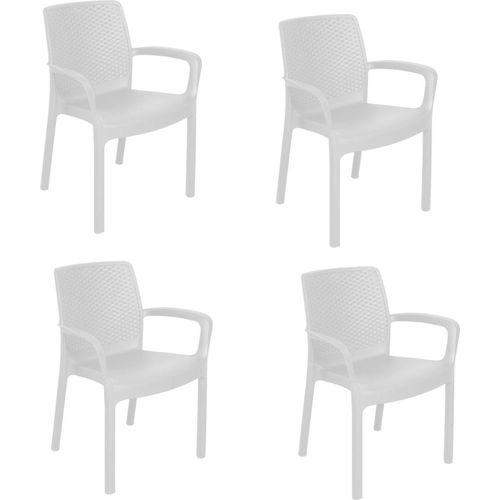 Gartenstuhl Dnardin, 4er-Set stuhl für Esstisch, Gartensitz, Gartensessel mit Rattaneffekt, 100 % Italy,54x60h82 cm, Weiß