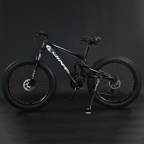 360Home Fat Bike Mountainbike Fahrrad vollgefedertes Fahrrad mit großem Reifen Fully 26 Zoll Schwarz 24Gang