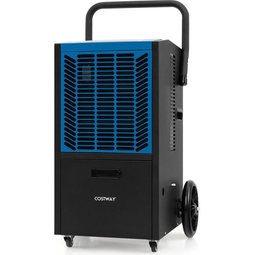 COSTWAY Luftentfeuchter 66L/Tag , Bautrockner mit Pumpe, 24H Timer, Ablaufschlauch & 4 Rädern, Industrie Trocknungsgerät blau
