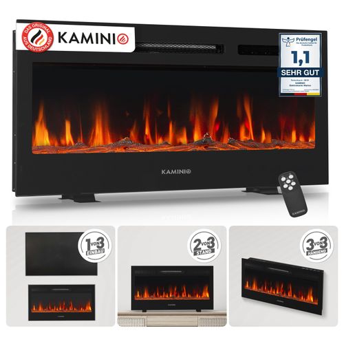 KAMINIO Elektrokamin MARLON - Elektrischer 3-in-1 Kamin mit Heizung, 3D-Flammeneffekt, 12 Flammenfarben, Fernbedienung - 36 Zoll