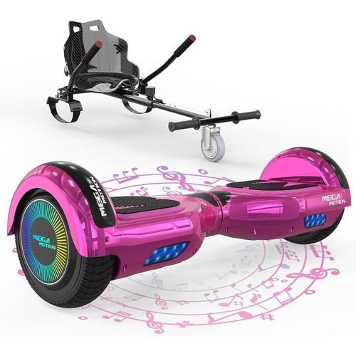 MEGA MOTION 6.5 Hoverboard mit sitz hoverkart GO-Kart für Kinder mit LED Leuchten & Bluetooth Musik Skateboard