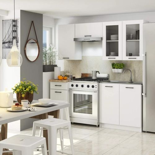 Küchenzeile für Plattenbauwohnungen, 180 cm, Vermina - weiß