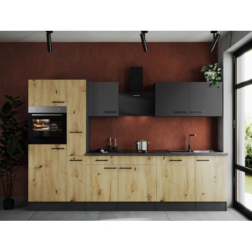 Küchenblock Oliver m. Geräten Grau/Eiche