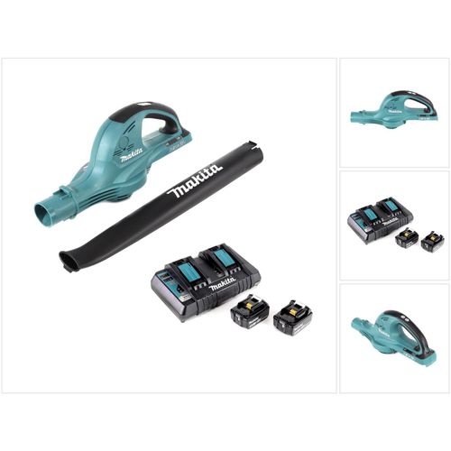 Makita DUB 361 PT 2x 18 V / 36 V Akku Laubbläser Gebläse + 2x Makita BL 1850 5 Ah / 5000 mAh Akku + Makita DC 18 RD 2-fach Ladegerät