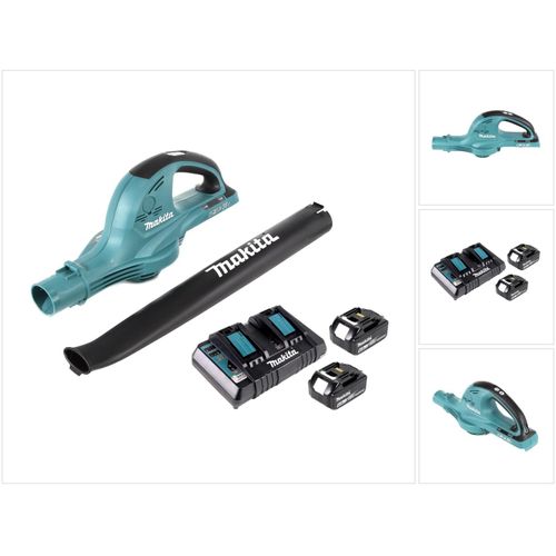 Makita DUB 361 2x 18 V / 36 V Akku Laubbläser Gebläse + 2x Makita BL 1860 6 Ah / 6000 mAh Akku + Makita DC 18 RD 2-fach Ladegerät