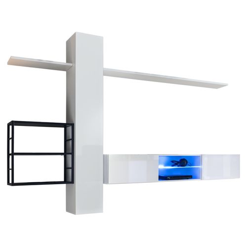 Wohnwand Möbel Einrichtung 270 cm Wandschrank Weiß Wand Regale Einrichtung